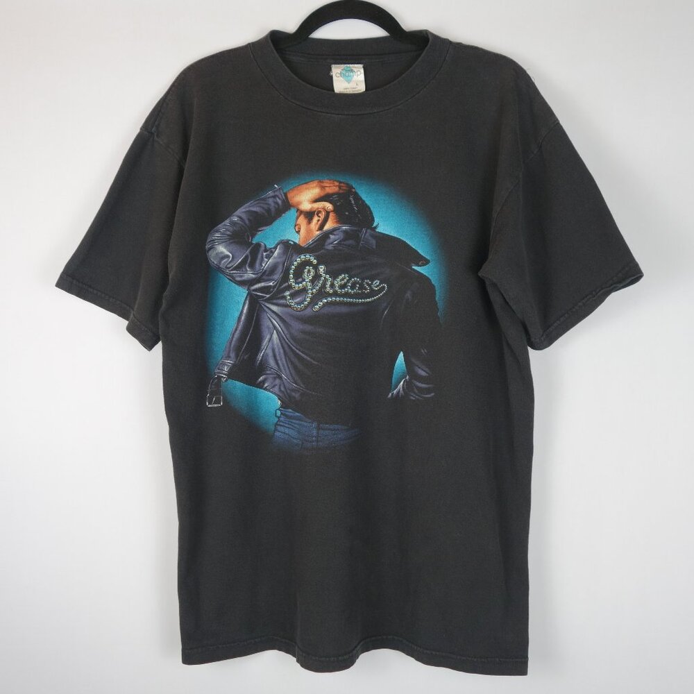 Vintage 1990's Grease Movie Promo Black Graphic Print T-Shirt, Size Large